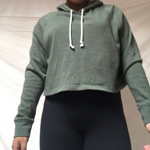 Never Worn H&M Cropped Green Hoodie